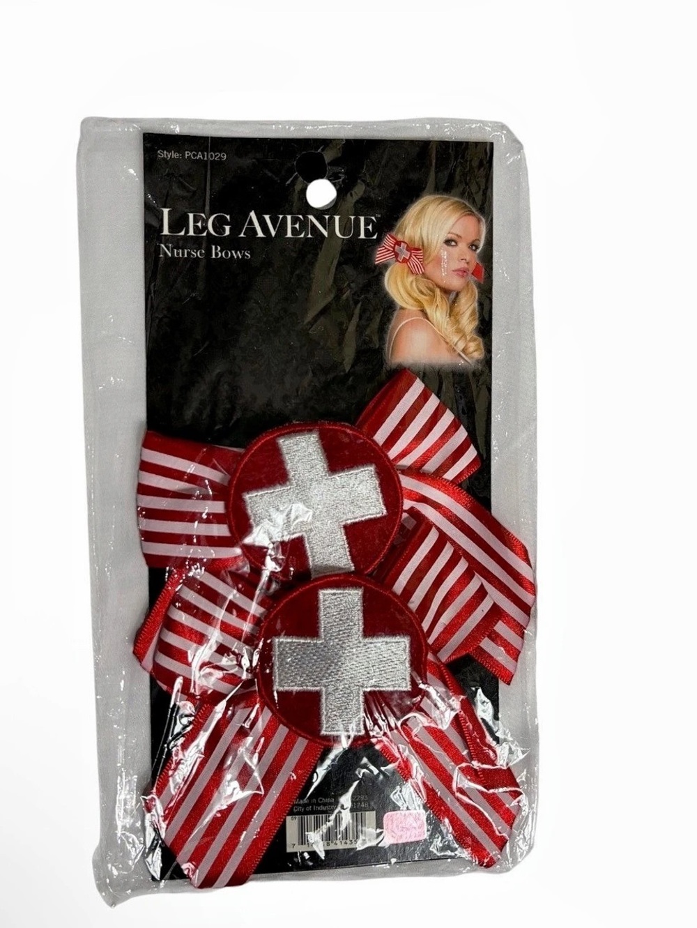 NWT Leg Avenue Nurse Bows Red & White Striped